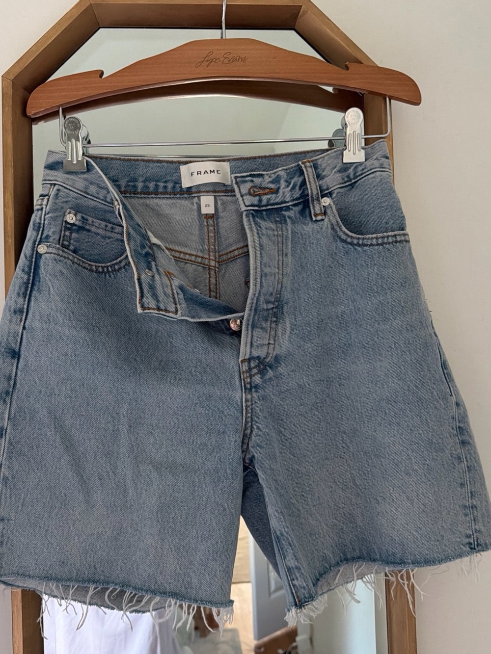FRAME Light Blue Denim Cutoff Shorts